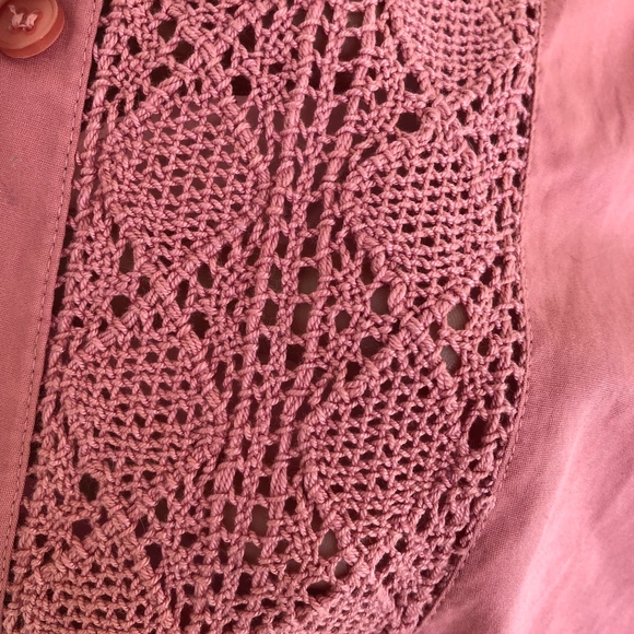 I.E.RELAXED coral crochet front cotton shirt - Picture 4 of 6